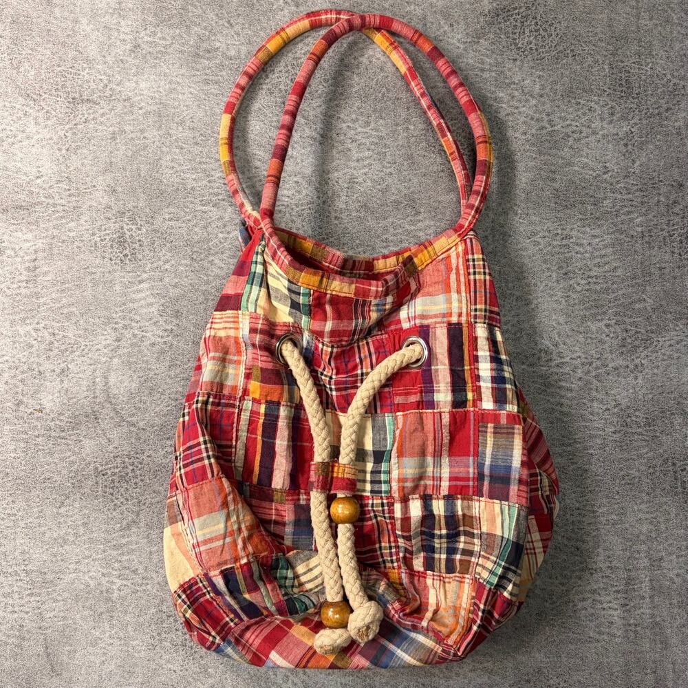 Patchwork Plaid Bucket Canvas Bag